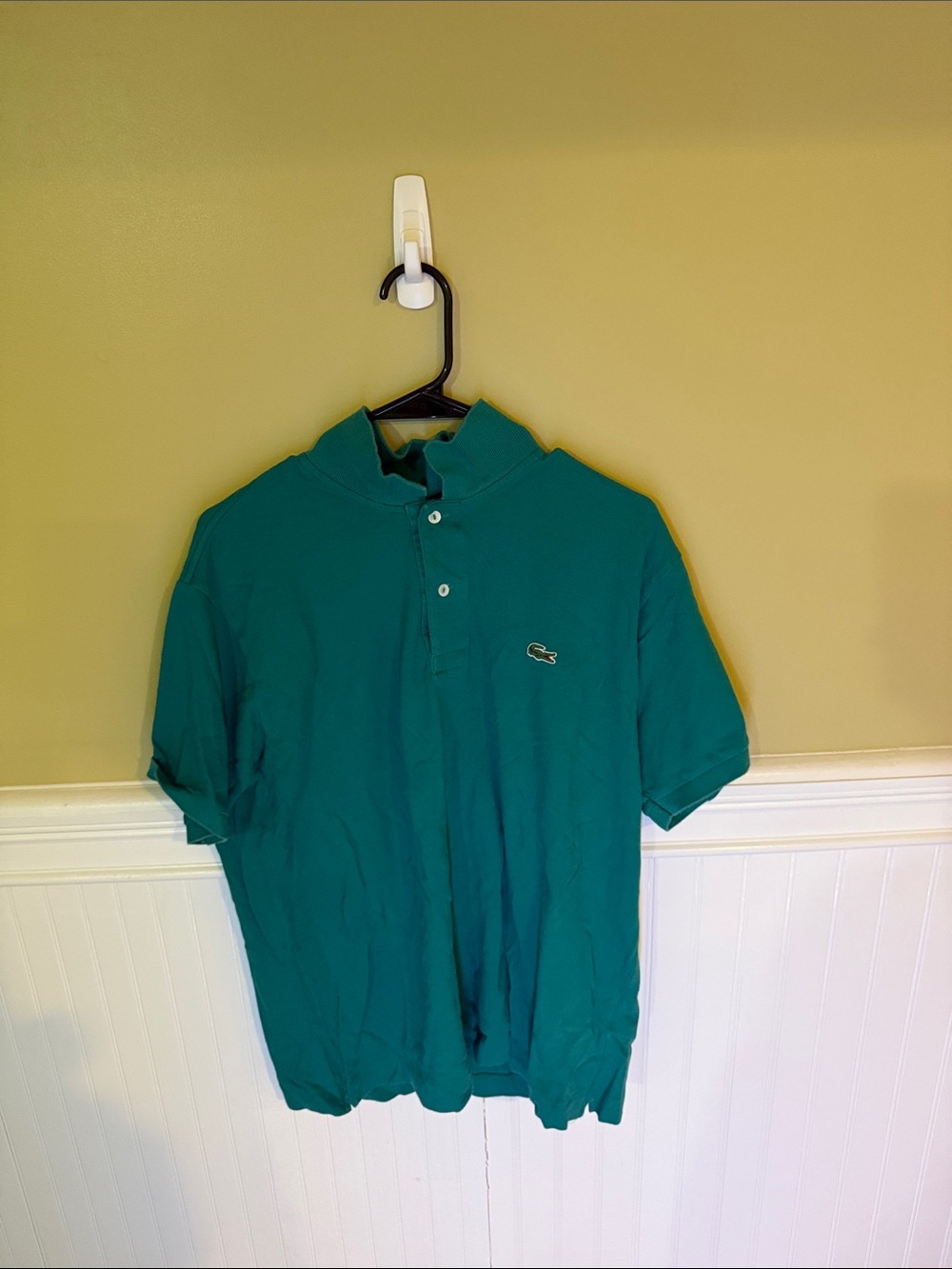 Men's Size XL Lacoste Teal Green Short-Sleeve Polo with Crocodile Logo